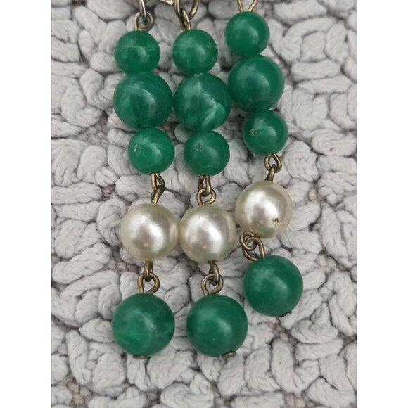 Vtg Gold Tone Buddha Green Beaded Statement Fringe Brooch Pin - Picture 5 of 9